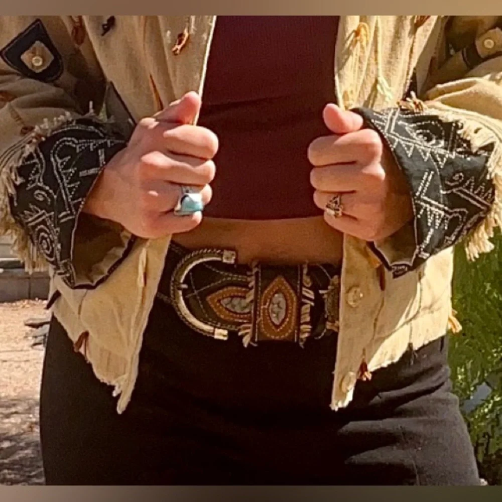 Vintage BluTang Leather & Reptile Skin Wide Belt